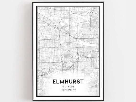 Elmhurst Map Print, Elmhurst Map Poster Wall Art, Il City Map, Illinois  Print Street Map Decor, Road Map Gift, B1467 - Etsy