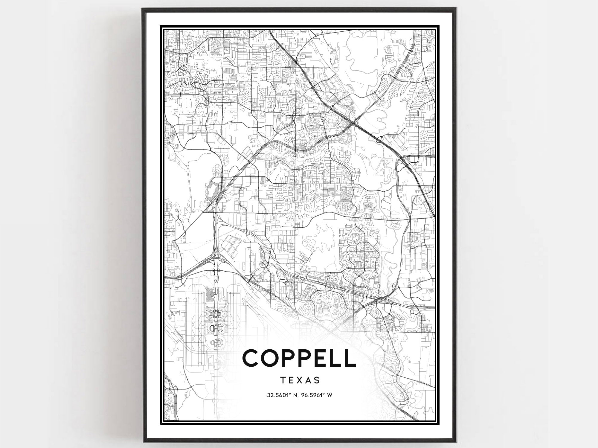 Coppell Map Print Coppell Map Poster Wall Art Tx City Map | Etsy
