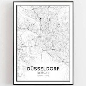 Düsseldorf Karte Druck, Düsseldorf Karte Poster Wandkunst, Düsseldorf Stadtplan, Düsseldorf Print Straßenkarte Dekor, Straßenkarte Geschenk, B226