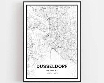 Düsseldorf Map Print, Düsseldorf Map Poster Wall Art, Düsseldorf  City Map, Düsseldorf Print Street Map Decor, Road Map Gift, B226
