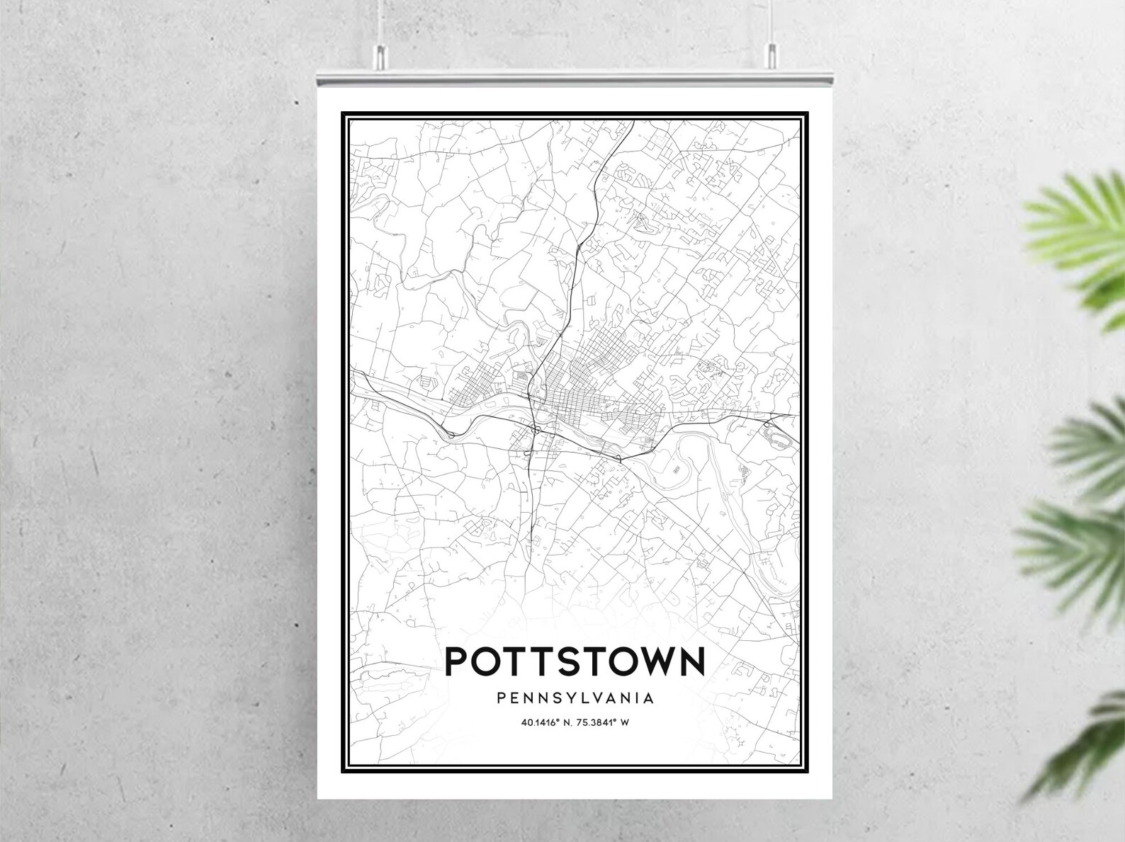 Pottstown Map Print Pottstown Map Poster Wall Art Pa City  Etsy