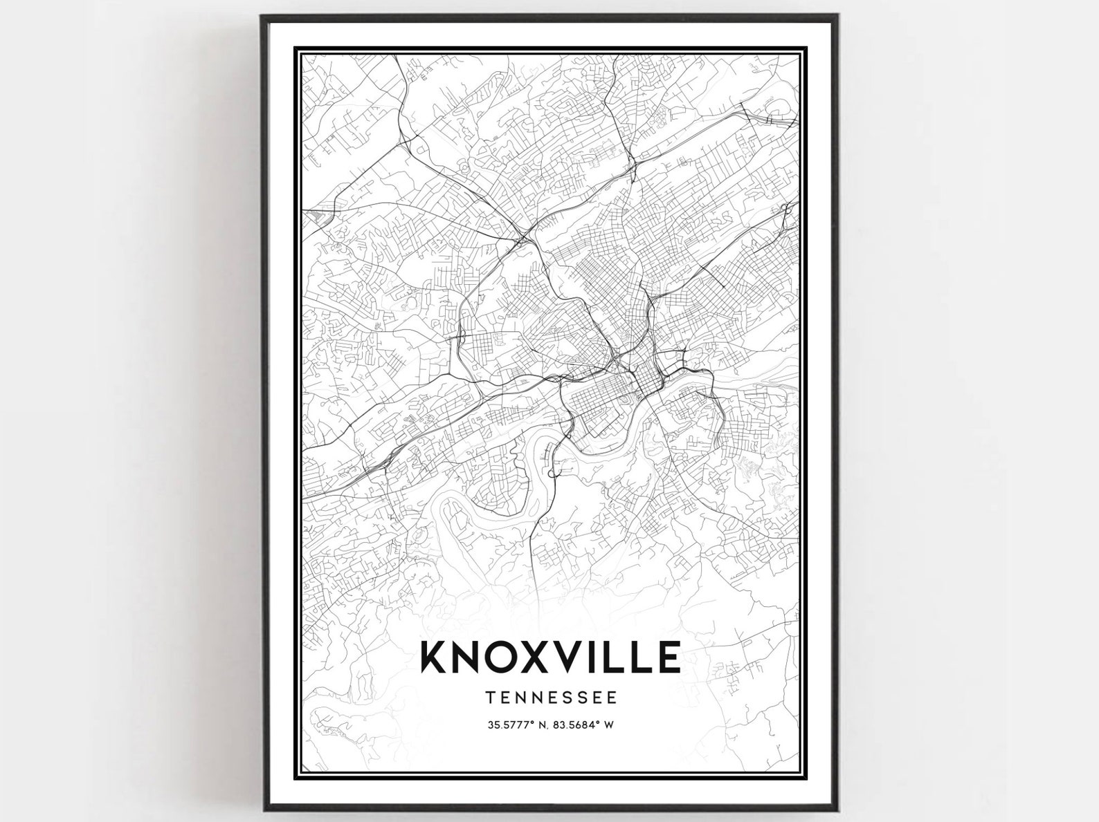 Knoxville Map Print Knoxville Map Poster Wall Art Tn City | Etsy
