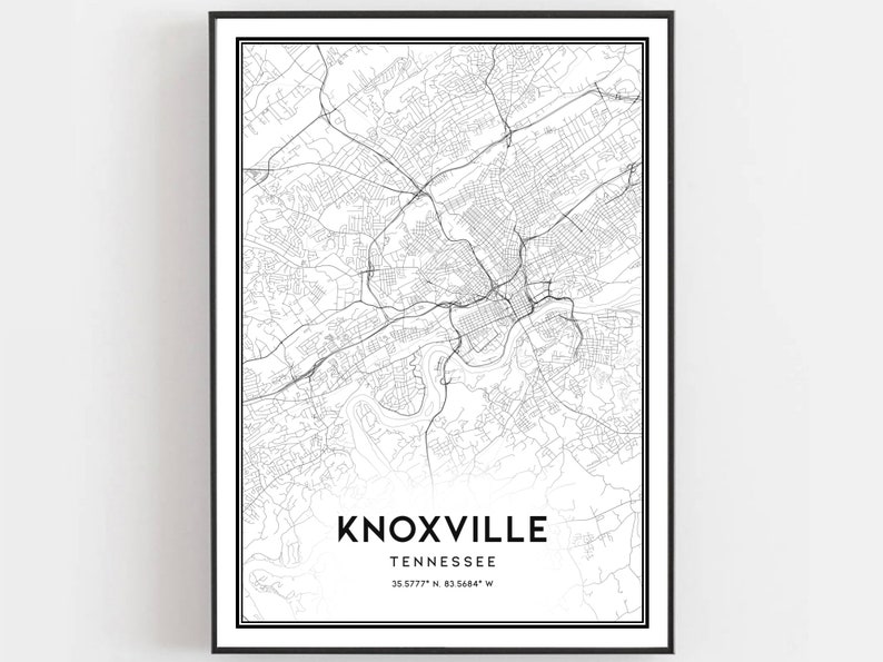 Knoxville Map Print Knoxville Map Poster Wall Art Tn City | Etsy