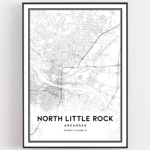 North Little Rock Map Print, North Little Rock Map Poster Wall Art, Ar City Map, Arkansas Print Street Map Decor, Road Map Gift, B1158