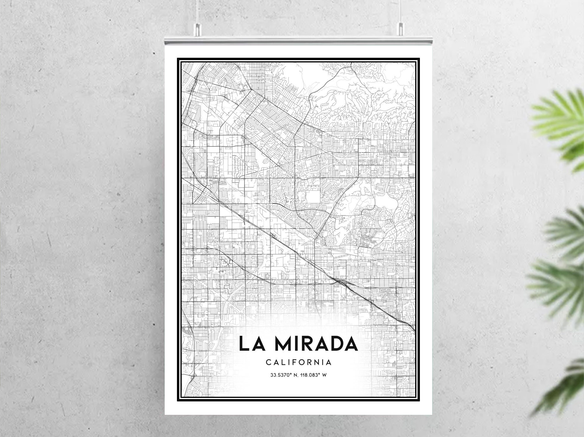 La Mirada Map Print La Mirada Map Poster Wall Art Ca City Etsy