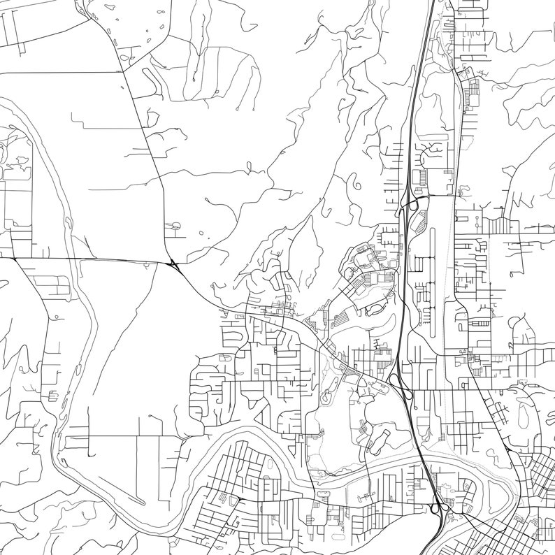 Roseburg Map Print Roseburg Map Poster Wall Art or City Map Etsy