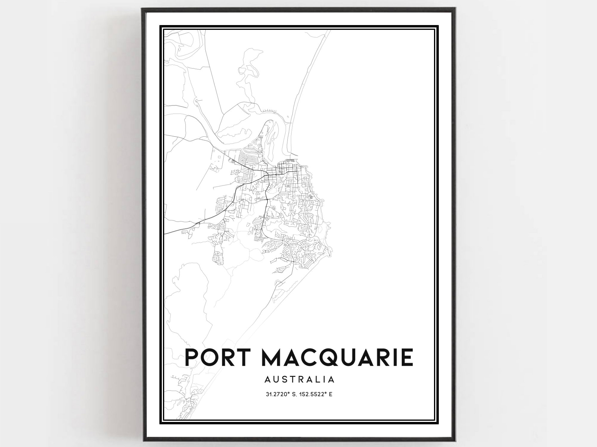 Port Macquarie Map Print Port Macquarie Map Poster Wall Art Etsy