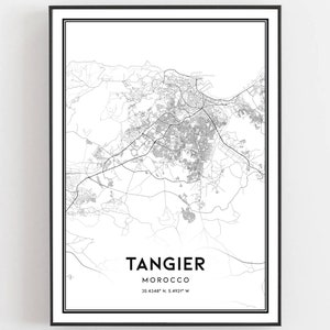 Tanger Karte Druck, Tanger Karte Poster Wandkunst, Tanger Stadtplan, Tanger Print Straßenkarte Dekor, Straßenkarte Geschenk, B1610
