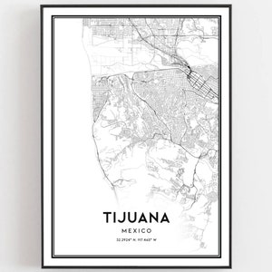 Tijuana Karte Druck, Tijuana Karte Poster Wandkunst, Tijuana Stadtplan, Tijuana Print Straßenkarte Dekor, Straßenkarte Geschenk, B184