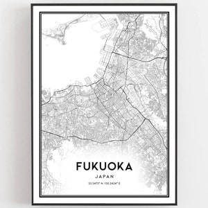 Fukuoka Karte Druck, Fukuoka Karte Poster Wandkunst, Fukuoka Stadtplan, Fukuoka Print Straßenkarte Dekor, Straßenkarte Geschenk, B104