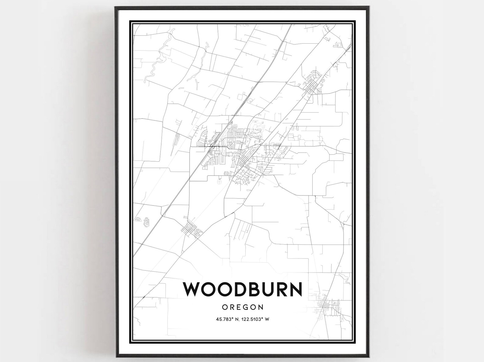 Woodburn Map Print Woodburn Map Poster Wall Art or City Map Etsy