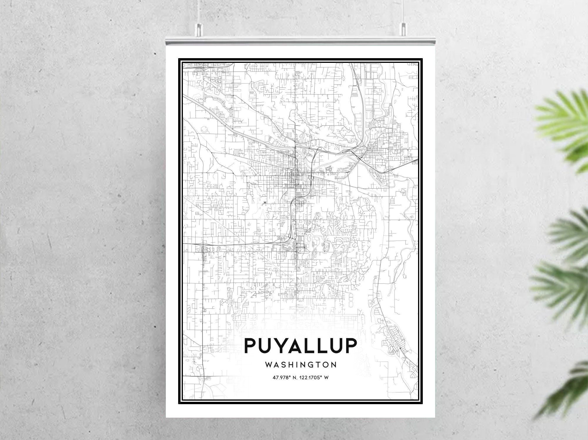 Puyallup Map Print Puyallup Map Poster Wall Art Wa City Map Etsy