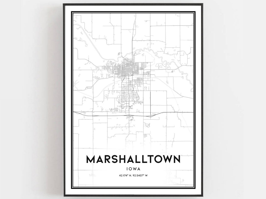Marshalltown Map Print, Marshalltown Map Poster Wall Art, Ia City Map