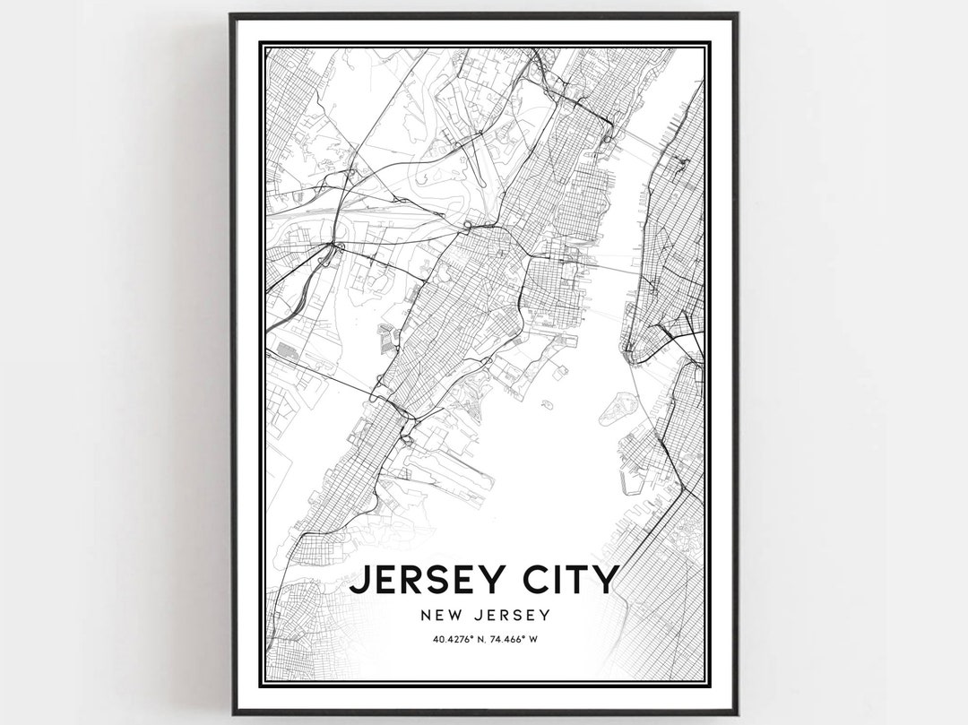 Jersey City Map Print, Jersey City Map Poster Wall Art, Nj City Map ...