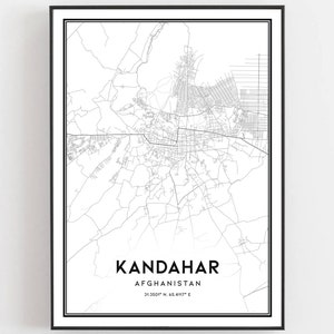 Kandahar Karte Druck, Kandahar Karte Poster Wandkunst, Kandahar Stadtplan, Kandahar Print Straßenkarte Dekor, Straßenkarte Geschenk, B334