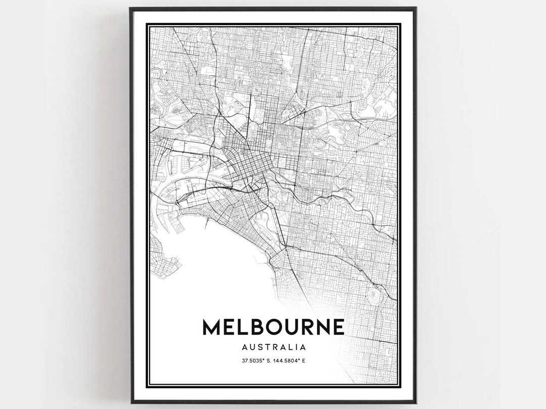 Melbourne Map Print, Melbourne Map Poster Wall Art, Melbourne City Map