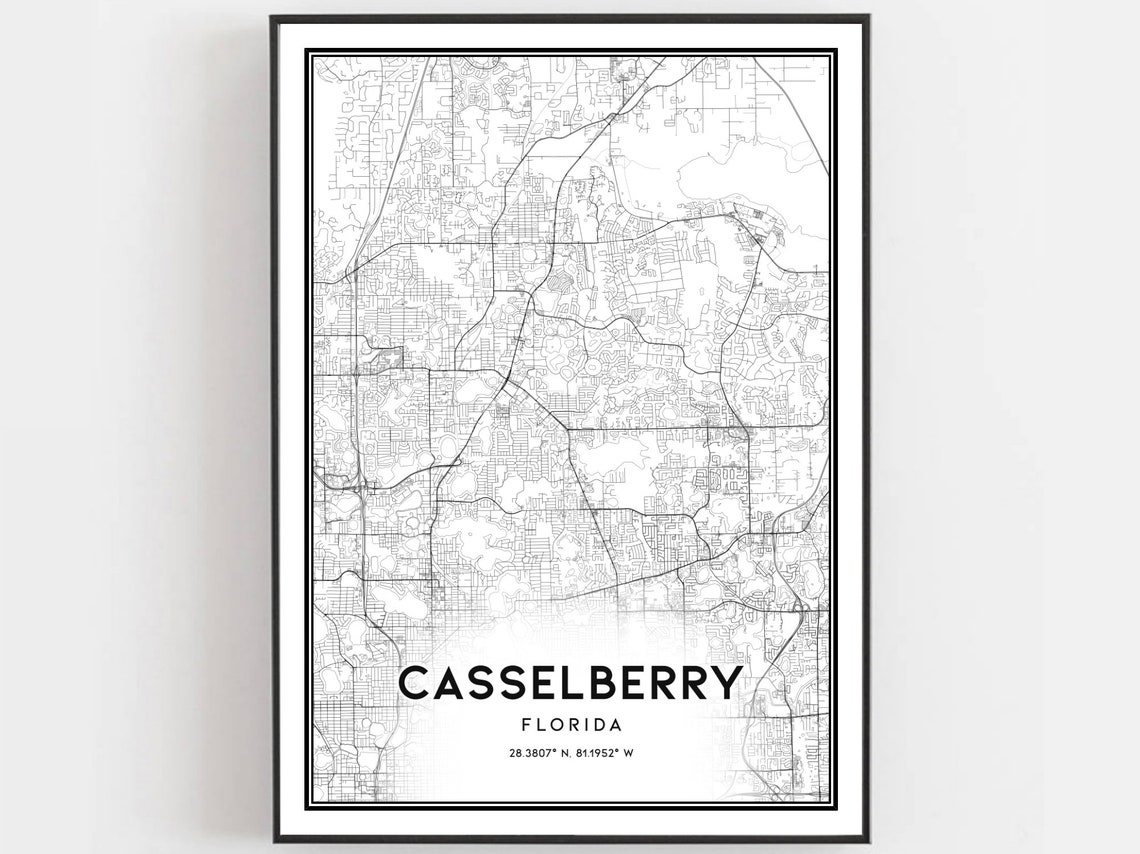 Casselberry Map Print Casselberry Map Poster Wall Art Fl Etsy