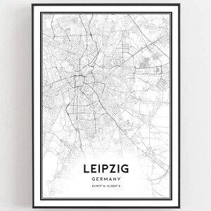 Leipzig Karte Druck, Leipzig Karte Poster Wandkunst, Leipzig Stadtplan, Leipzig Print Straßenkarte Dekor, Straßenkarte Geschenk, B377