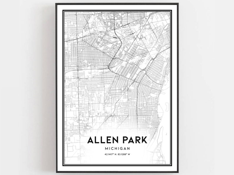 Allen Park Map Print Allen Park Map Poster Wall Art Mi City Etsy