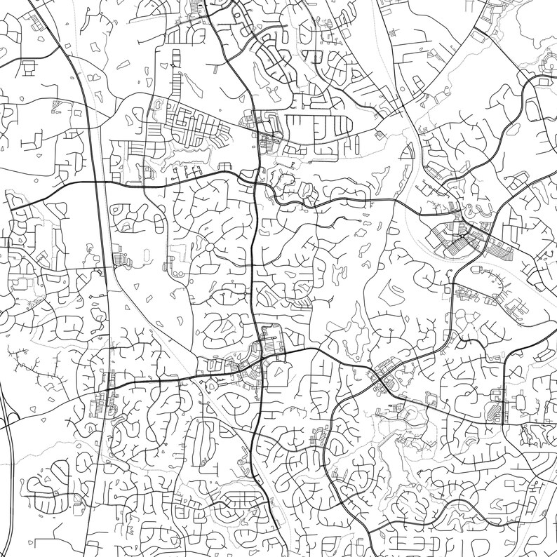 Cary Map Print Cary Map Poster Wall Art Nc City Map North | Etsy
