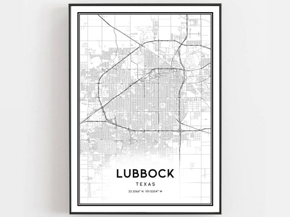 Lubbock Map Print Lubbock Map Poster Wall Art Tx City Map | Etsy