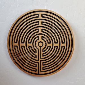Wood Carved Finger Labyrinth, Meditation Labyrinth, Spiritual Prayer Aid, Relaxation Gift, Wood Wall Hanging