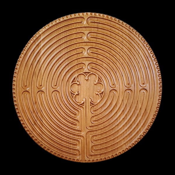 Chartres Wood Carved 11 Circuit Finger Labyrinth,  Meditation Chartres Labyrinth , Labyrinth Wall Hanging, Spiritual Prayer Aid,