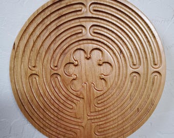Chartres Wood Carved Finger Labyrinth II,  Meditation Chartres Labyrinth , Labyrinth Wall Hanging, Spiritual Prayer Aid,