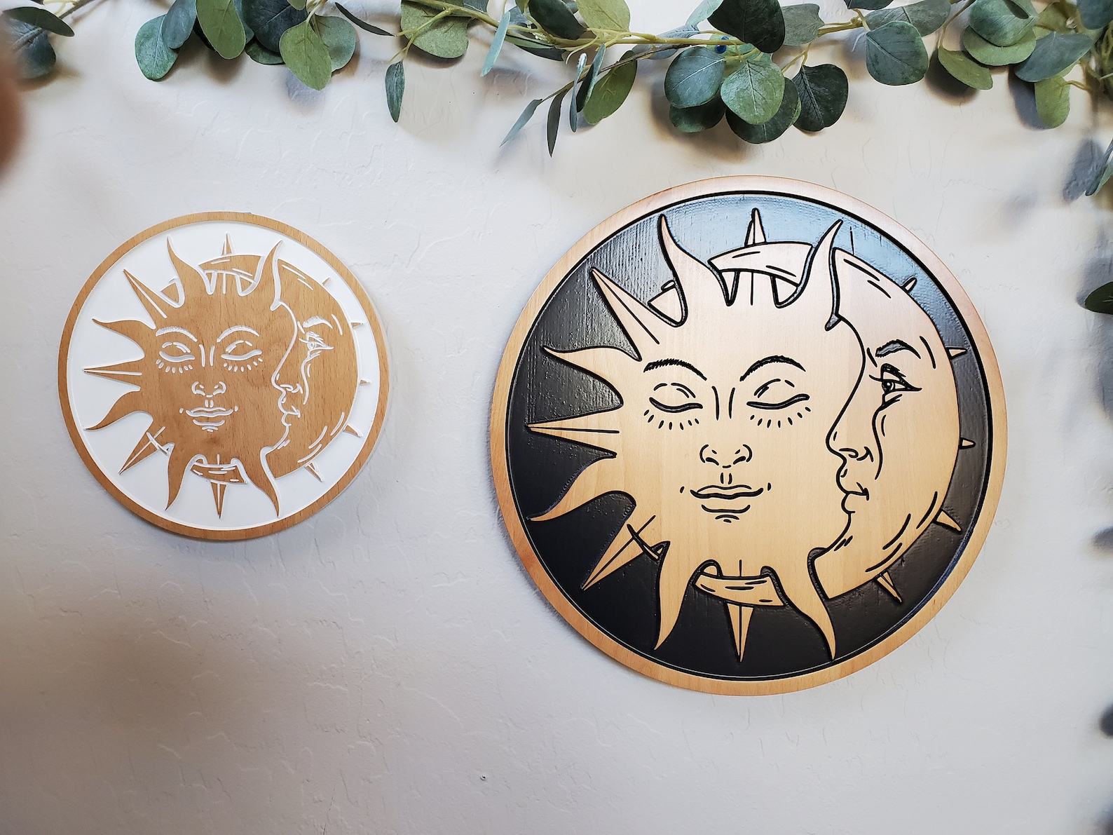 Wood Carved Sun and Moon Wall Art Astrology Wall Art Zodiac Etsy