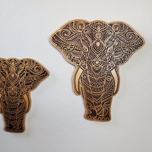 Elephant Mandala Wood Carved Wall Art , Animal Wood Art, Boho Wall Art ...