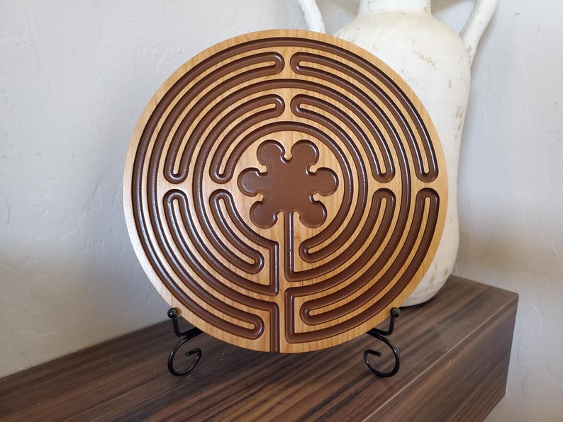 Chartres Wood Carved Finger Labyrinth II, Meditation Chartres Labyrinth ...
