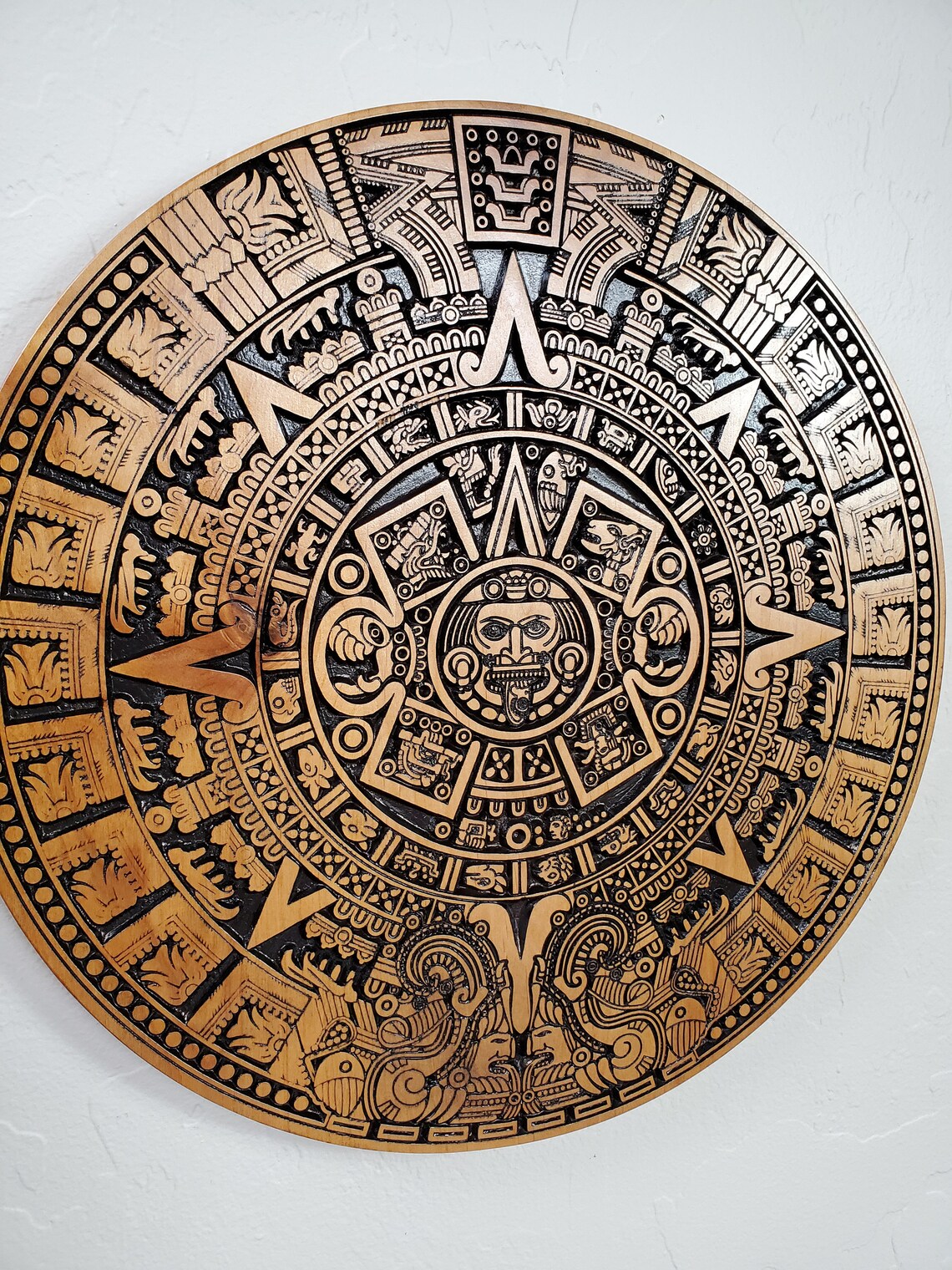 high-detail-wood-carved-aztec-calendar-wall-art-aztec-wood-etsy