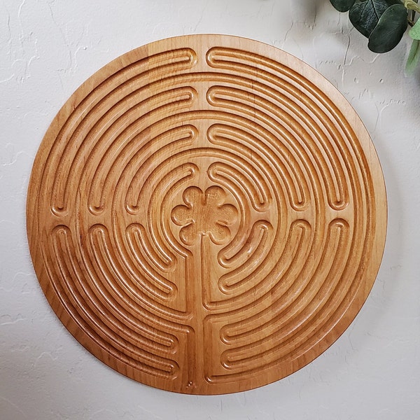 Chartres Wood Carved Finger Labyrinth Meditation Chartres Labyrinth , Labyrinth Wall Hanging, Spiritual Prayer Aid