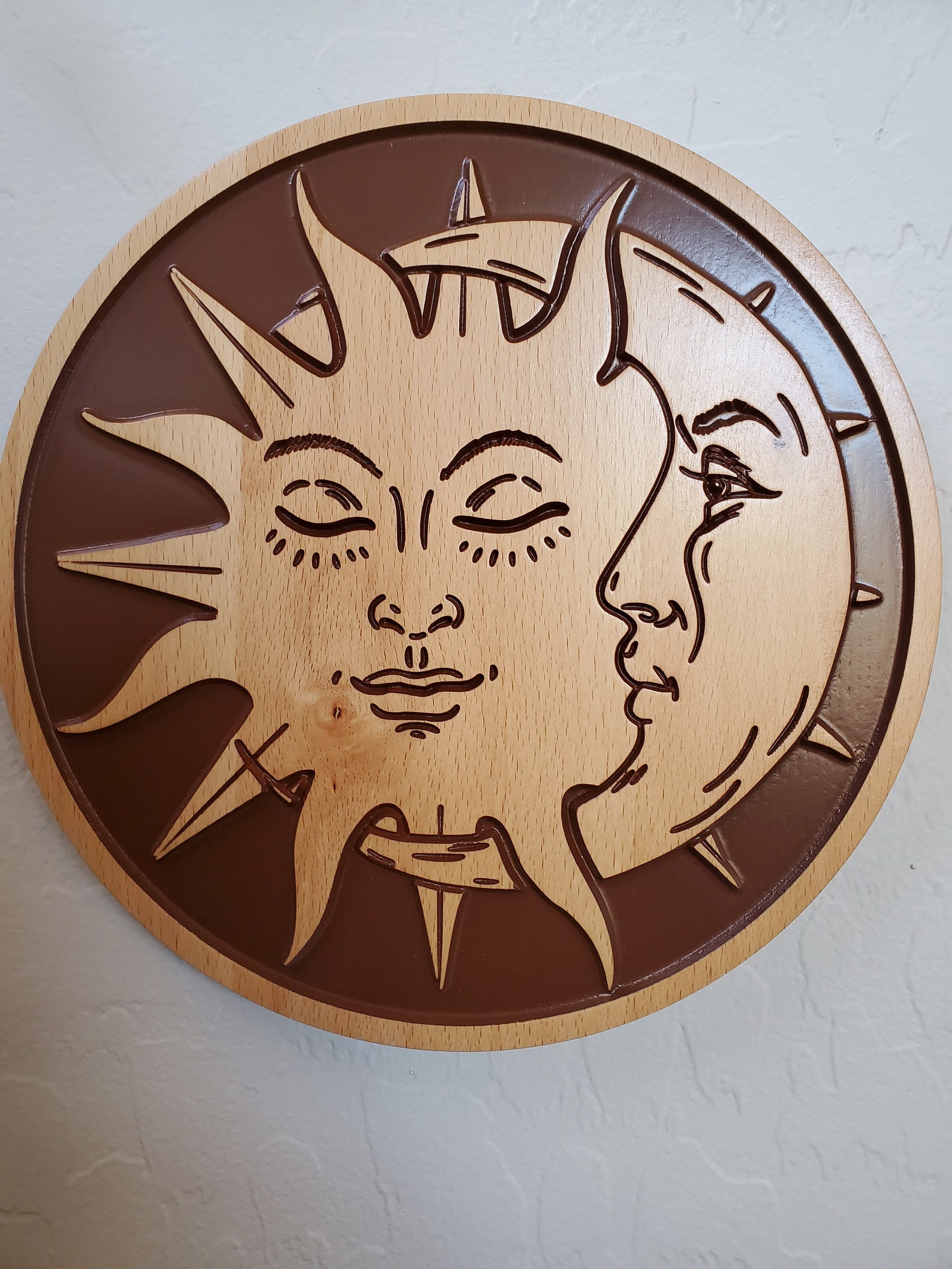 Wood Carved Sun and Moon Wall Art Astrology Wall Art Zodiac Etsy