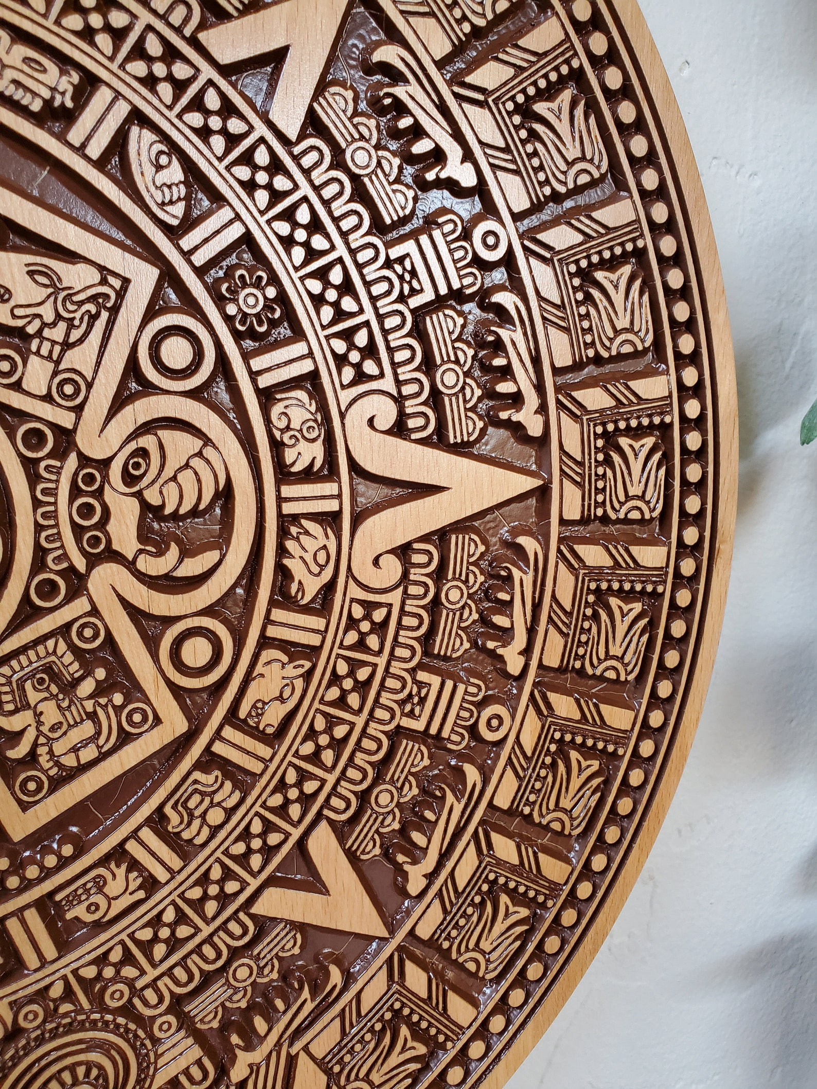High Detail Wood Carved Aztec Calendar Wall Art Aztec Wood Etsy High Detail Wood Carved Aztec Calendar Wall Art Aztec Wood Etsy