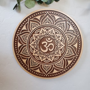 Wood Carved Om Mandala Lotus Flower Of Life Wall Art, Crown Chakra Gift, Spiritual Geometric Wall Art, Meditative Wall Decor