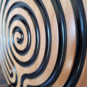 Wood Carved Chakravyuha Finger Labyrinth, Wood Labyrinth Wall Art, Carve Chakravyuha Wall Hanging, Calming Meditation Gift