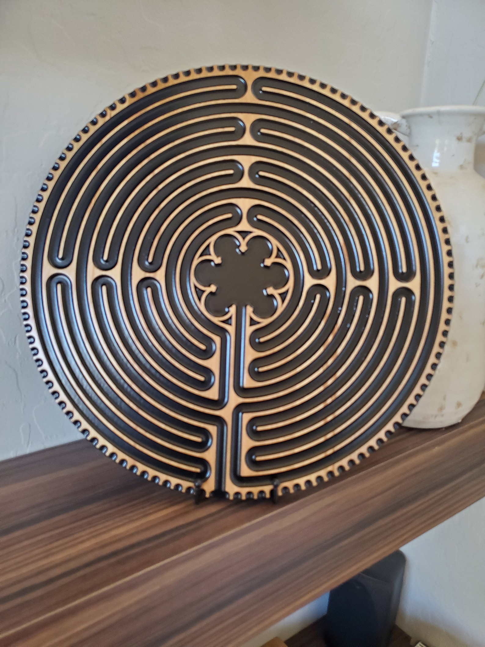 Chartres Wood Carved 11 Circuit Finger Labyrinth, Meditation Chartres ...