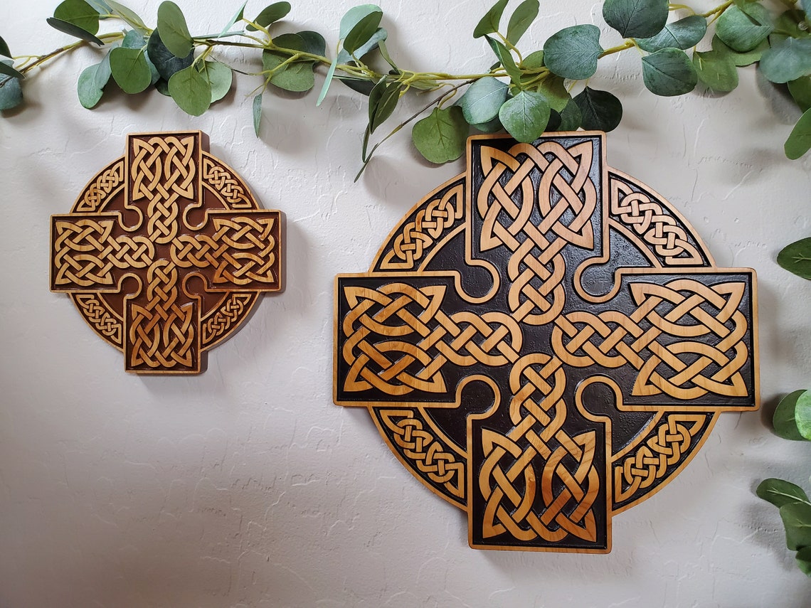 Wood Carved Celtic Cross Wall Art Christian Cross 3D Wall Etsy
