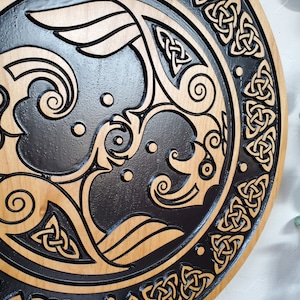 Wood Carved Viking Raven Shield Wall Art, Norse Raven Wall Hanging, Viking Wall Art, Scandinavian Decor, Norse Wall Art, 3D Art