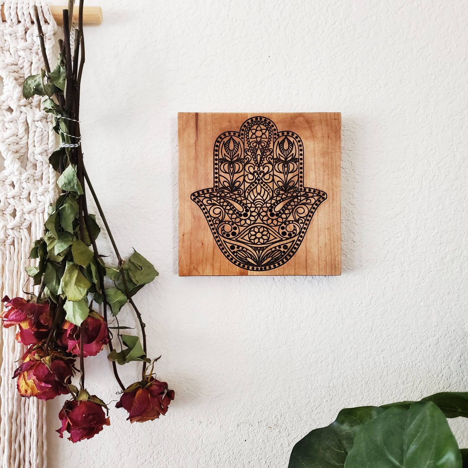 Hamsa Wall Art Hamsa Wood Art Wood Carved Hamsa Sign Eye Etsy
