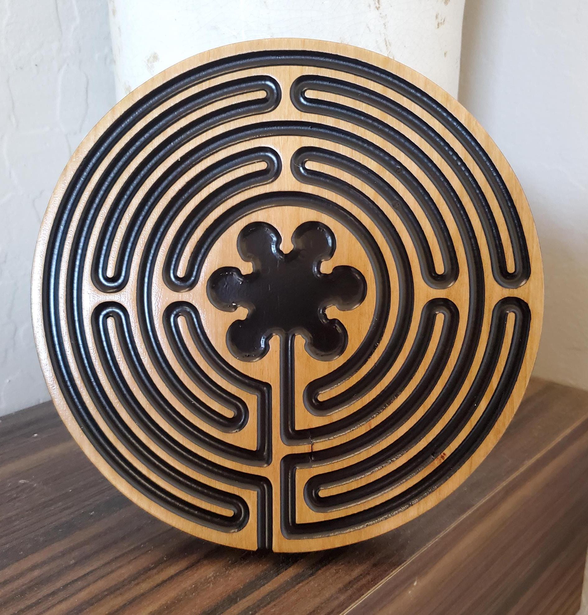 Chartres Wood Carved Finger Labyrinth II, Meditation Chartres Labyrinth ...