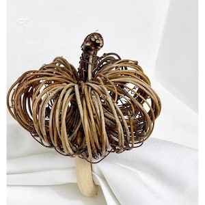 Rustic Wood Pumpkin Napkin Rings - Thanksgiving Table Decor - Set of 4