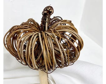 Rustic Wood Pumpkin Napkin Rings - Thanksgiving Table Decor - Set of 4