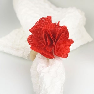 Napkin Rings // Red flower napkin rings // Set of 4 napkin rings, Rustic Decor // Vintage, rustic napkin ring, // floral napkin ring
