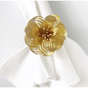 Napkin ring/Golden Flower/Set of  4/ Christmas decor |Holliday decoration| Holiday dinner decoration | Table decor |