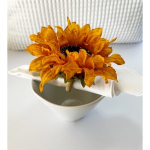 Handmade Sunflower Napkin Rings: Rustic Fall Table Decor, Set of 4