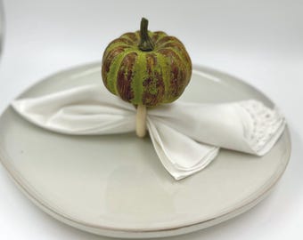 Pumpkin Napkin Rings - Set of 4 - Rustic Thanksgiving Table Decor