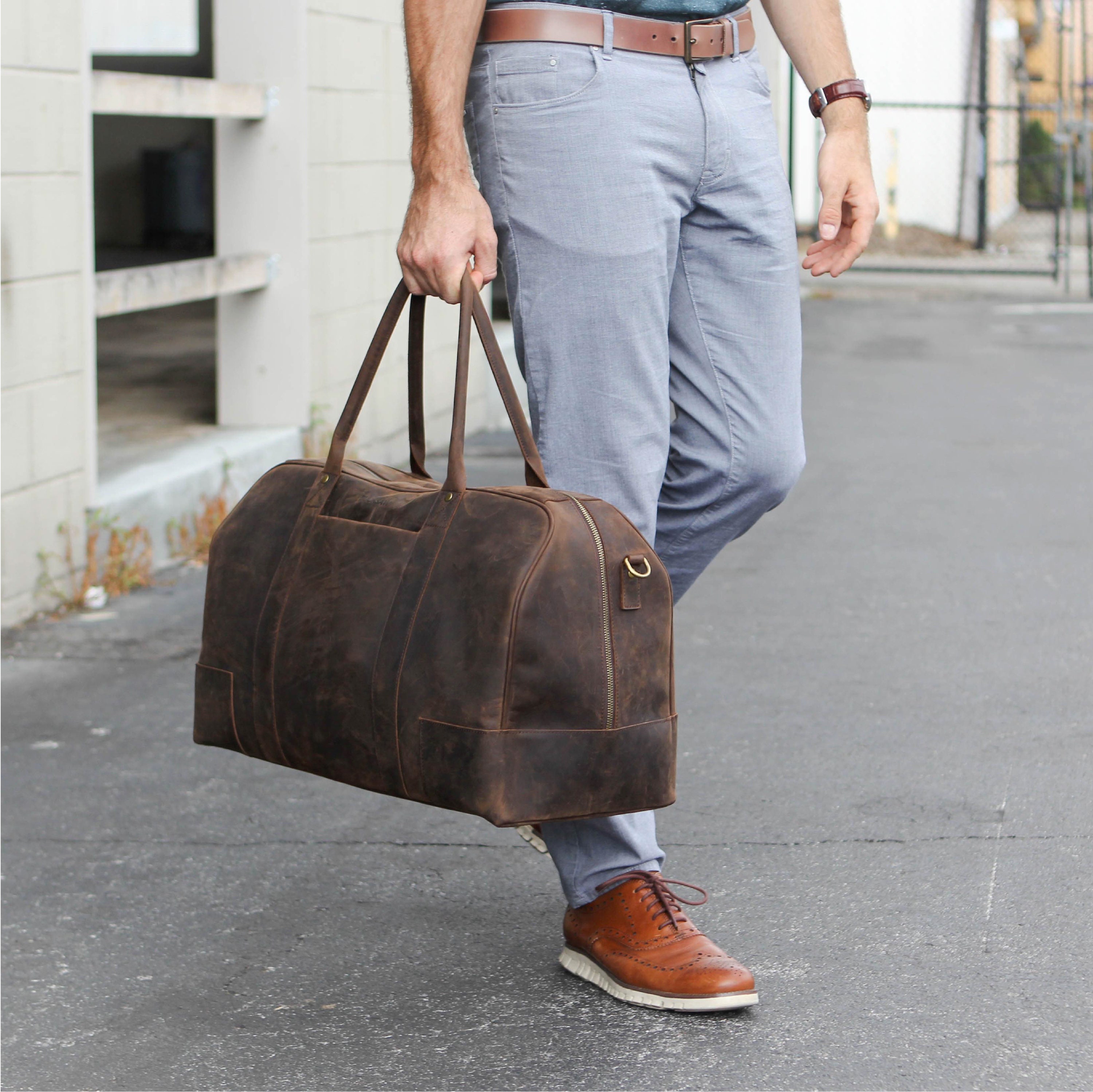 Bucksaw Travel Leather Duffel Bag Full Grain Premium Leather Etsy