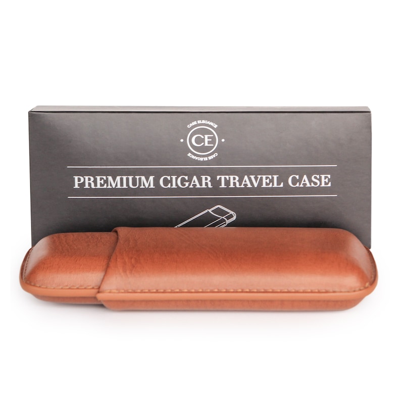 Two Cigar Travel Vegan Leather Case in Chestnut Brown by Case Elegance image 3